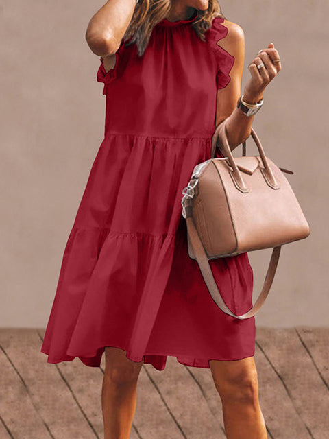 Charmantes ärmelloses Kleid mit Rüschen und lockerer Passform