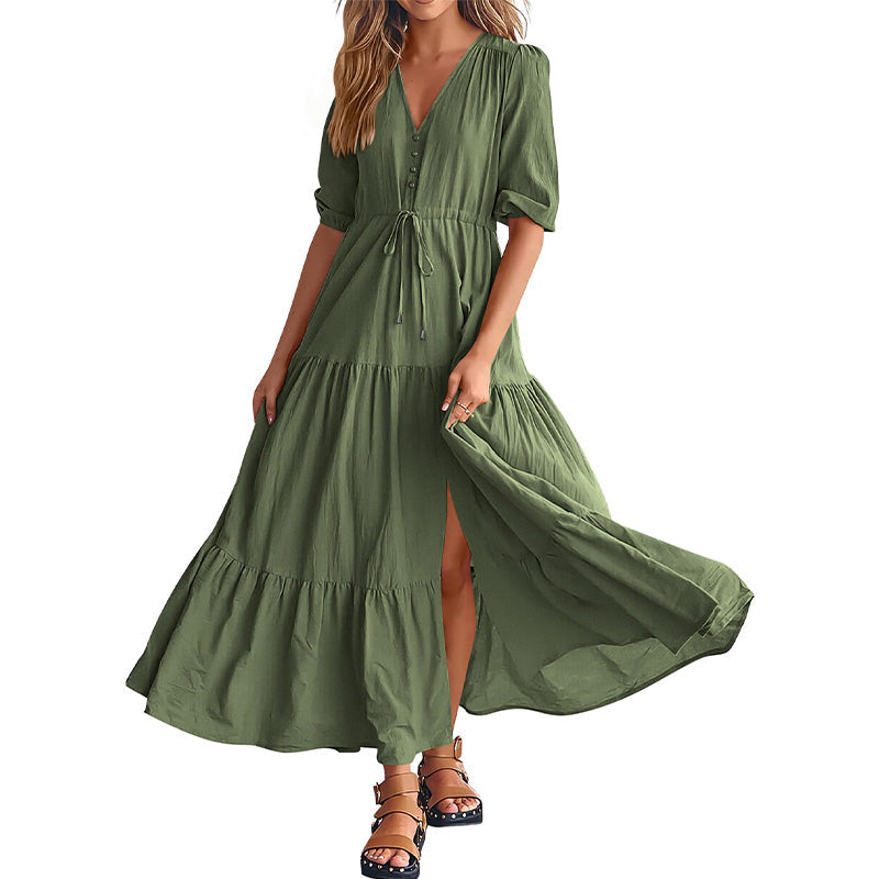 Charmantes Boho Maxikleid mit V-Ausschnitt