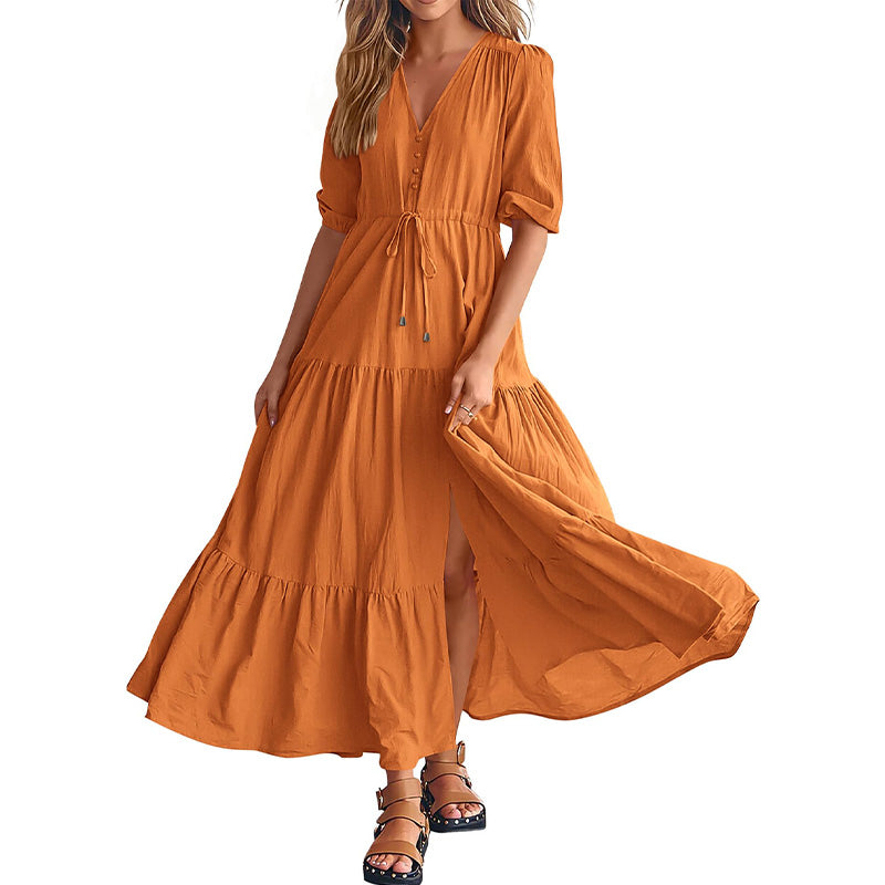 Charmantes Boho Maxikleid mit V-Ausschnitt
