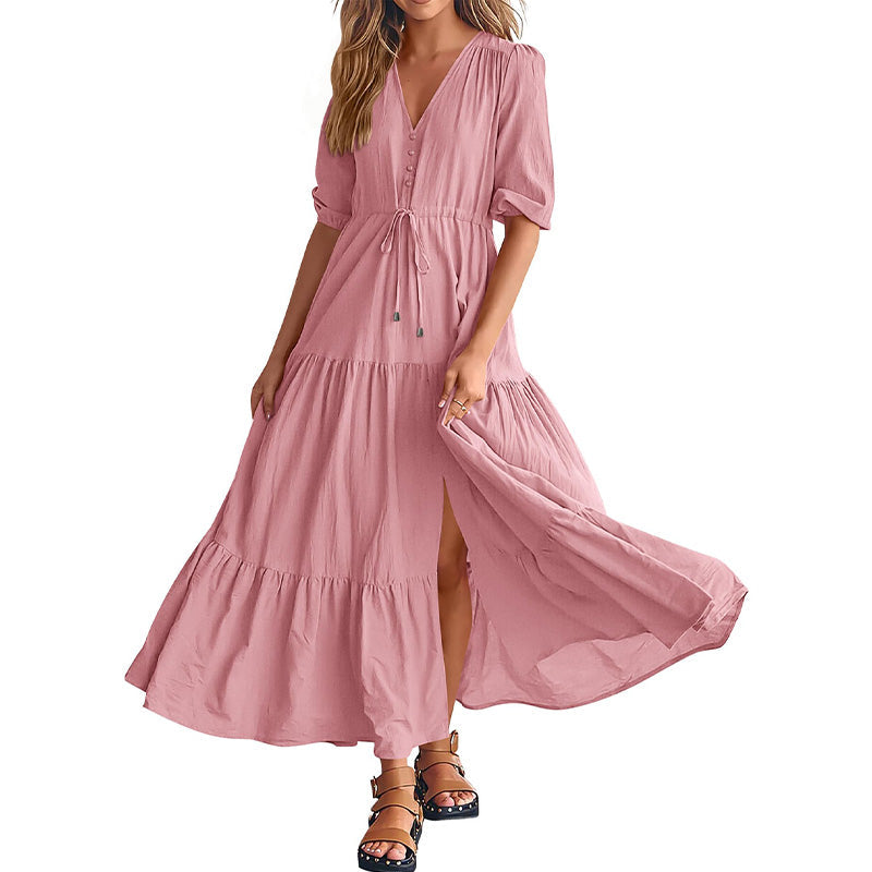 Charmantes Boho Maxikleid mit V-Ausschnitt